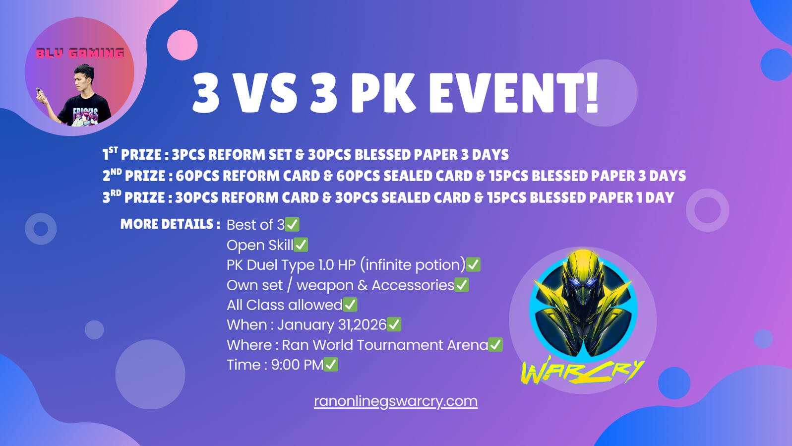 3v3 PK Event (Ran Online GS Warcry)
